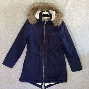 Gap Womens Sherpa‎ Lined Parka Anorak Jacket Utility Coat Removeable Faux Fur M